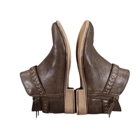 Roxy Shoes Womens 7 Booties Western Harness Fashion Brown Zip Casual Ankle Boot - Picture 12 of 14